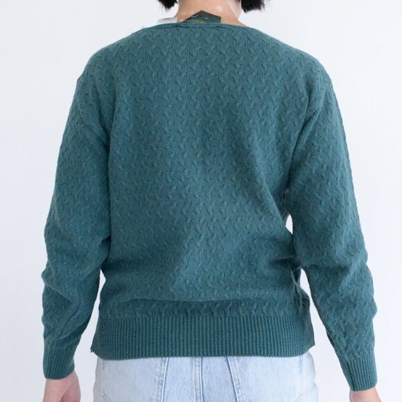 Vintage Northern Reflections Hunter Green Cable Knit Scoop Neck Sweater S - Picture 3 of 9